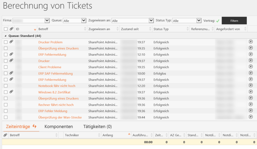 Berechnung von Tickets