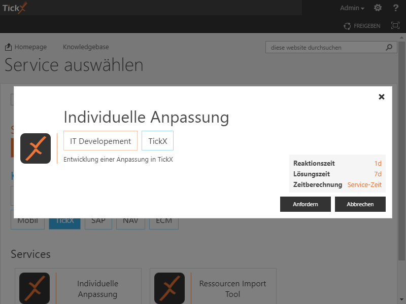 Service Formulare in der Service Catalog Integration